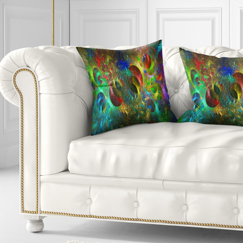 Cercles lumineux multicolores - coussin imprimé abstrait, 16 po x 1 po, Coussin décoratif