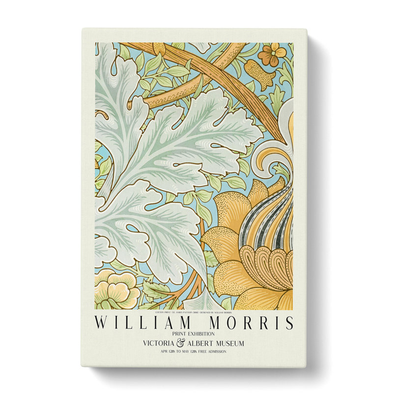 St. James Pattern with Border by William Morris - Wrapped Canvas Painting, 50cm H x 35cm W x 3cm D