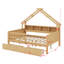 Lits plateforme en bois avec DEL, tablettes de rangement, tiroirs et garde-corps-144006998