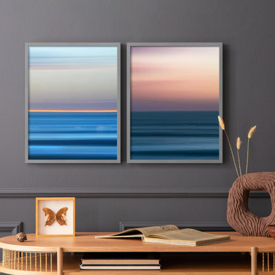 Coucher de soleil coucher de soleil III - reproduction encadrée de qualité supérieure - prête à être accrochée - aucun clou requis - aucun clou requis