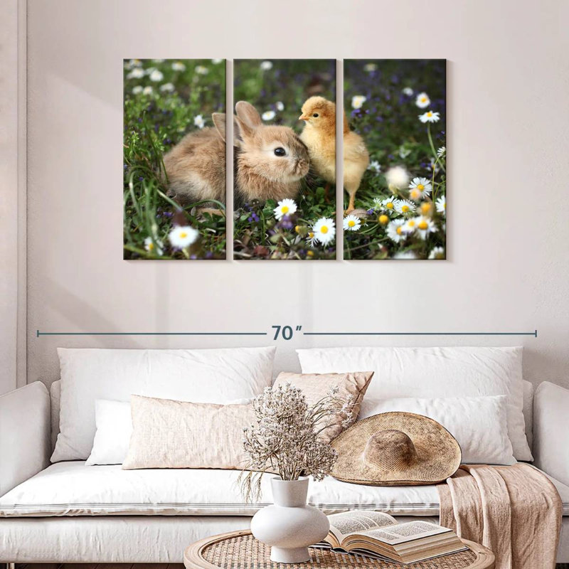 Cute Animals With Chamomile, 28" H x 45" W