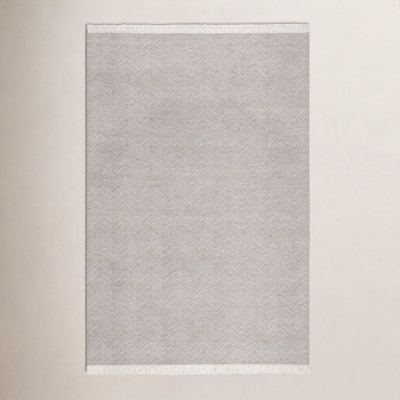 Gray Hand-Woven Chevron Rug