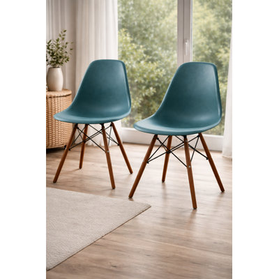 Ashley Plastic Dining Chair With Walnut Base