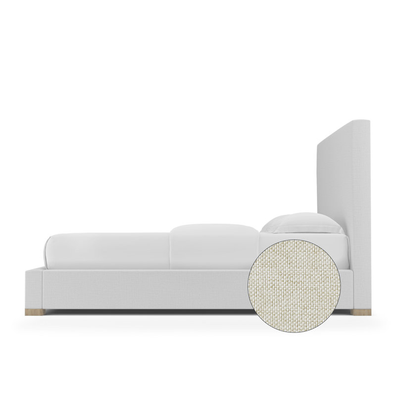 Sloan Upholstered Bed, California King, Pebble Weave Linen Alabaster, Ebony