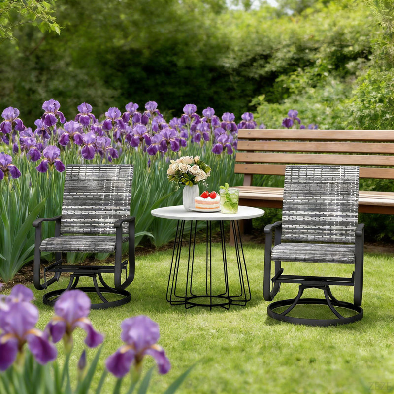 Ensemble de chaises pivotantes en osier et rotin gris pour l'extérieur, Grey
