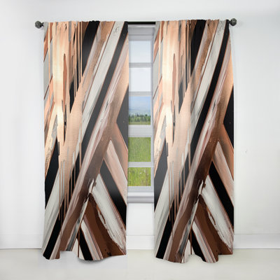 Ovington - Rose Gold Embracing Essence Of Lines II - Modern Curtain - Velvet Room Darkening - 1 panel