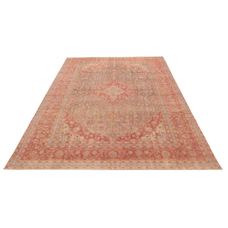 Tapis unique en laine gris rétro 9 pi 5 po x 13 pi 9 po Antalya