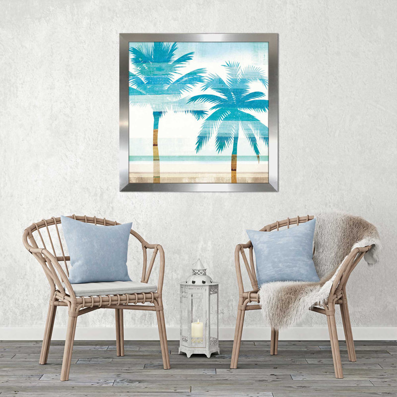« beachscape palms iii », reproduction de peinture à l’aquarelle sur toile tendue, H 21,5 po x l 21,5 po x P 0,75 po