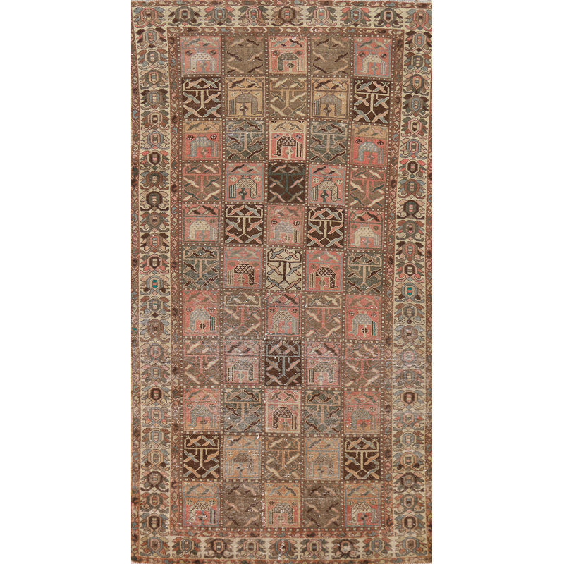 Tribal Geometric Wool   Runner Rug 4x9