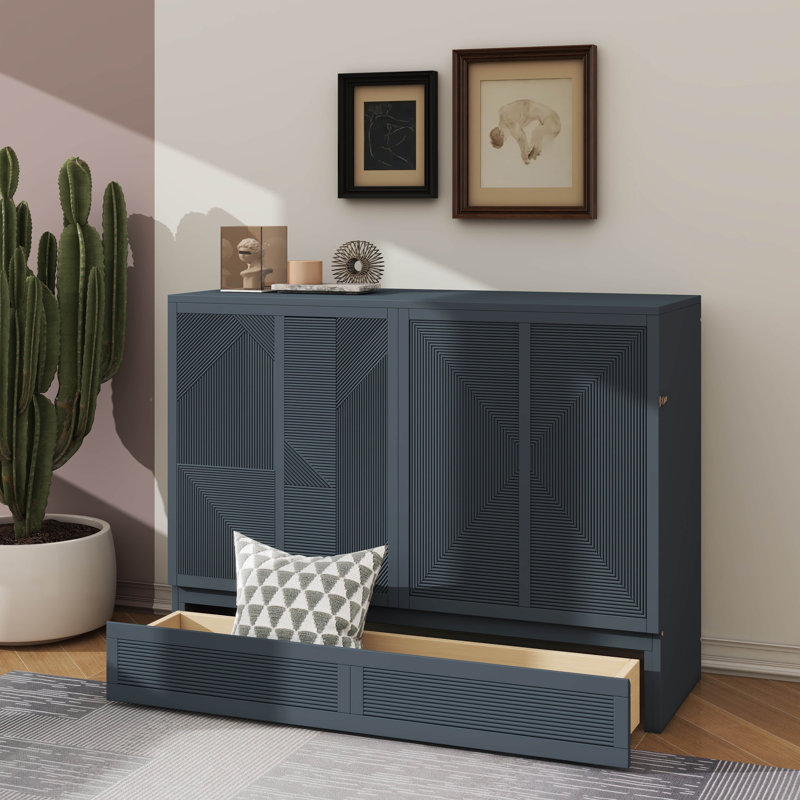 Lit escamotable spacieux avec rangement de tiroir intégré pour toutes vos nécessités, gris, Double