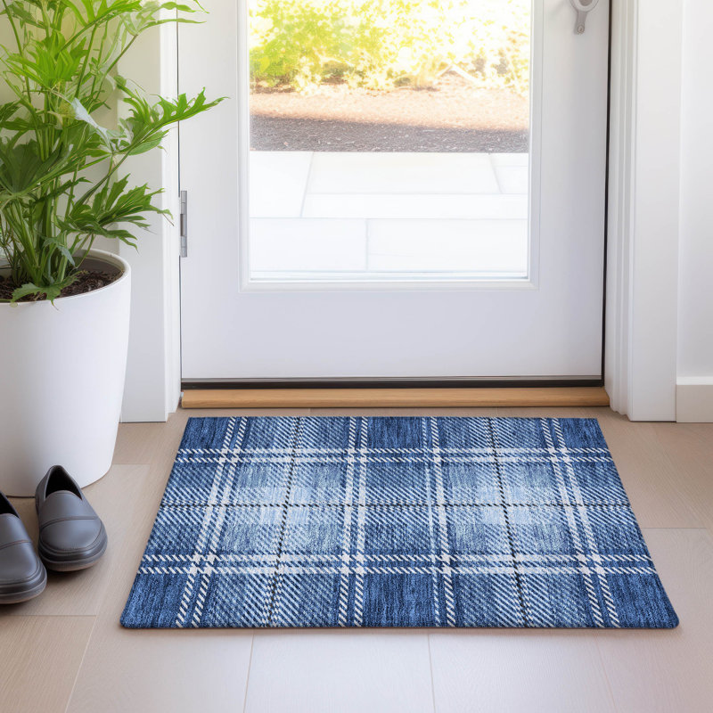 Premium Machine Washable Prisco Navy Rug, Rectangle 1'8" x 2'6"