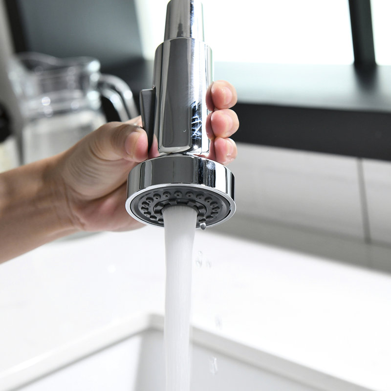 Commercial Single Hole Kitchen Sink Faucet With Pull Down , Finish, Modern Classic Design, No Leakage, Stable Water Color, Lever, Lead - Brass, Ceramic Cartridge, 360 Degree Swivel, Easy Installation