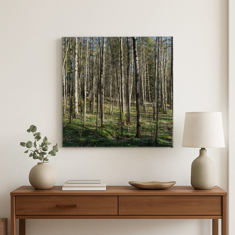 Forêt de bouleaux (1903) — Tableau mural carré en métal, H 16 po x l 16 po