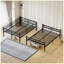 Lit superposé double pleine grandeur en métal avec échelle de plancher, garde-corps hauts, 19 lattes de lit, capacité de poids de 450 lb, conception divisée, rangement sous le lit, noir