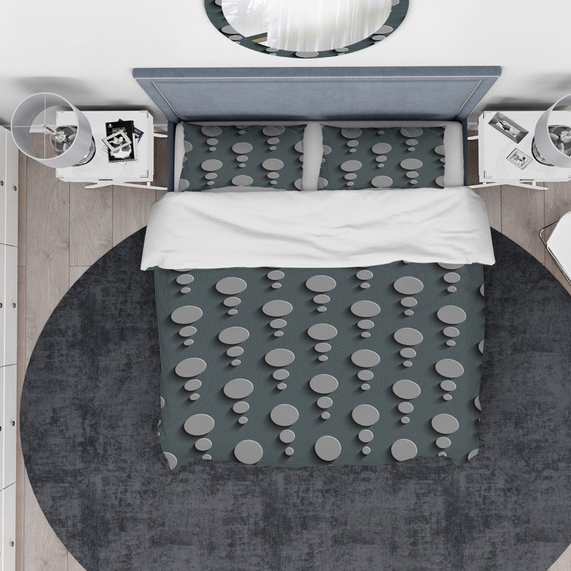 Modern & Contemporary Polyester Geometric Shapes Duvet Cover, King Duvet Cover + 2 Shams