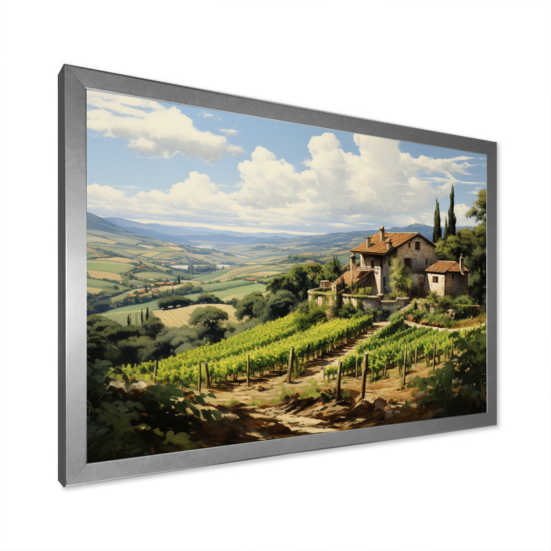 Vineyard Country Charm Serene - Imprimé, H 24 po x l 32 po x P 1 po, Cadre simple argenté