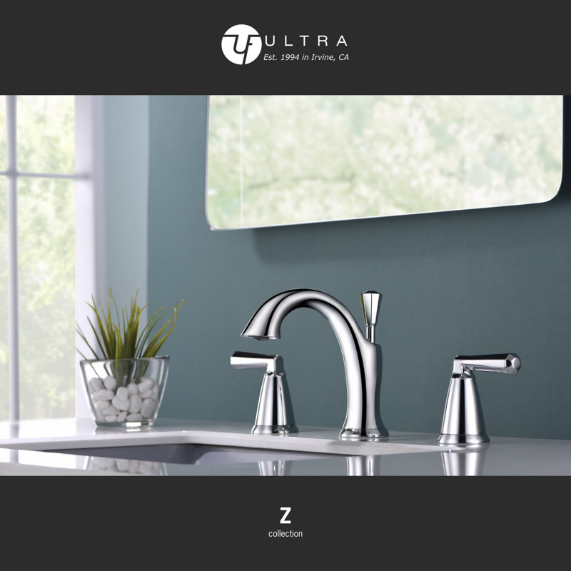 Z Collection Two-Handle 6" to 10" Widespread Lavatory Bathroom Faucet with Drain Assembly - Chrome Polished, Chrome Polished 