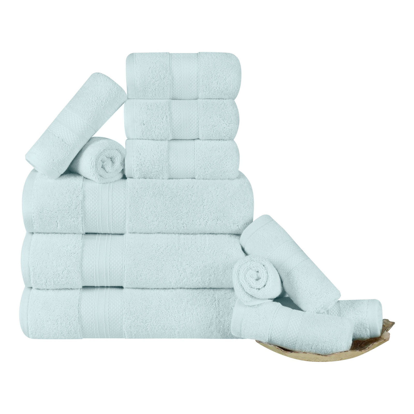 Finnian Ultra-Plush Heavyweight, 100% Turkish Towel Collection, Dusty Aqua, 12 Piece Towel Set