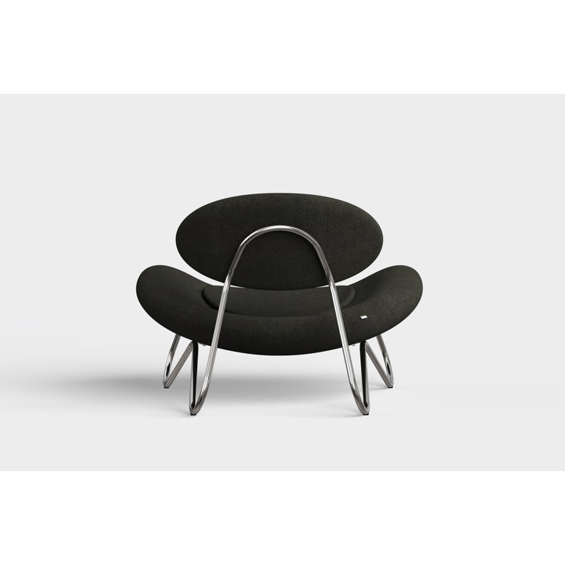 Meadow Lounge Chair, Black Painted Steel Frame, Rose Wool Blend, Chrome