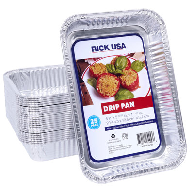 RICK USA: lèchefrite 8 x 5 po - paquet de 25 - feuille d'aluminium jetable, cuisson et cuisson polyvalentes, durable, gril-four-congélateur-lavable au lave-vaisselle, recyclable