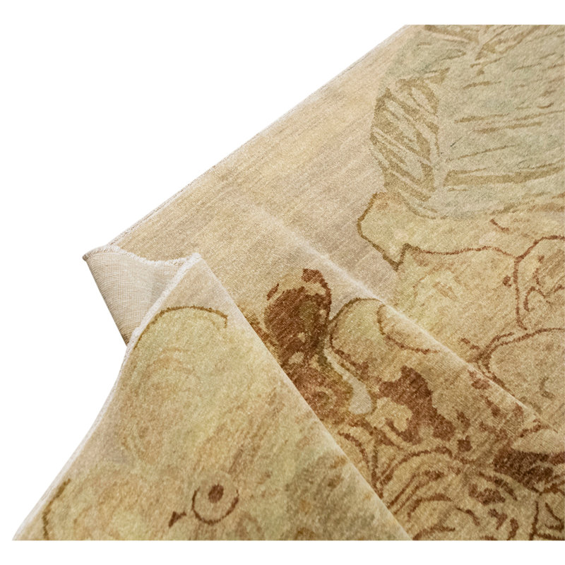 Tapis unique en or / brun / beige de 8 pi 1 po x 9 pi 11 po