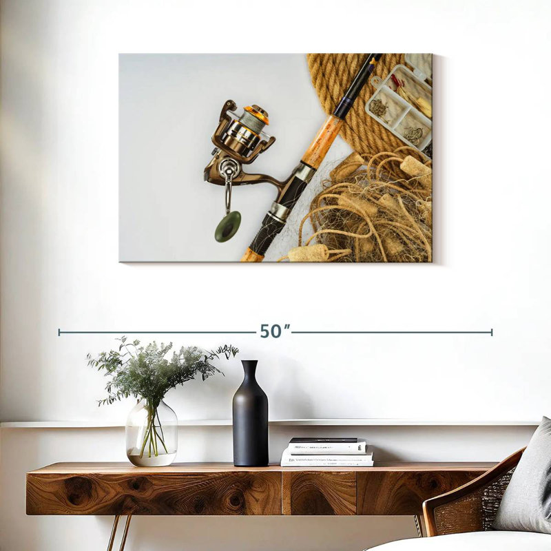 Fishing Rod And Net, 24" H x 36" W