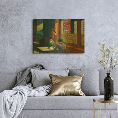 «Chop Suey» par Edward Hopper, art mural en métal doré, 16 po x 12 po