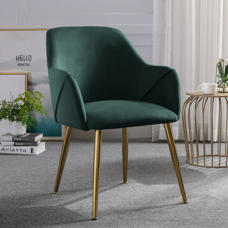 Abdulbaki 46cm H Velvet Upholstered Armchair, Green