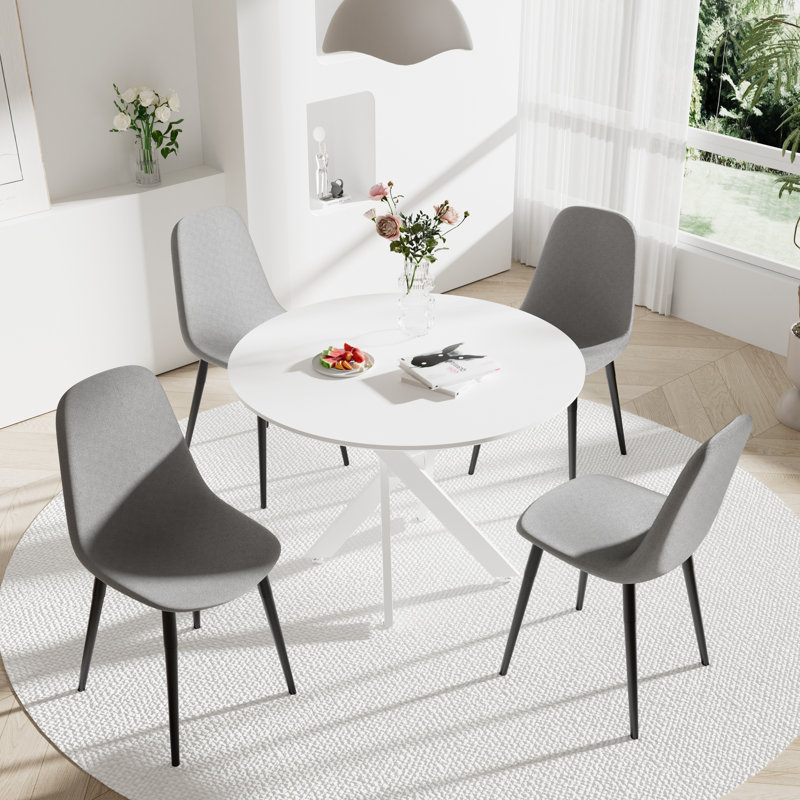 Ensemble de salle à manger 5 pièces, Gris foncé, Blanc, H 30 po x L 36 po x l 36 po