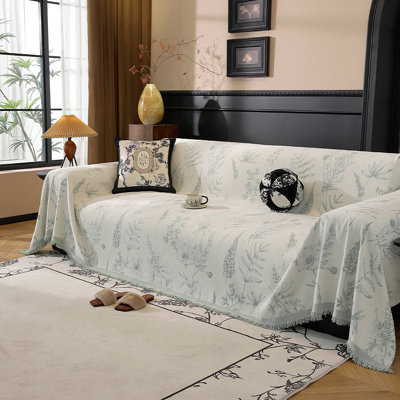 Spring Garden Style Romantic Flower Leaves Boho Sofa Covers Couch Covers For Cushion Couch Sofa Pet Friendly Soft  Non Slip Couch Cover For Dogs Washable Sectional Couch Covers