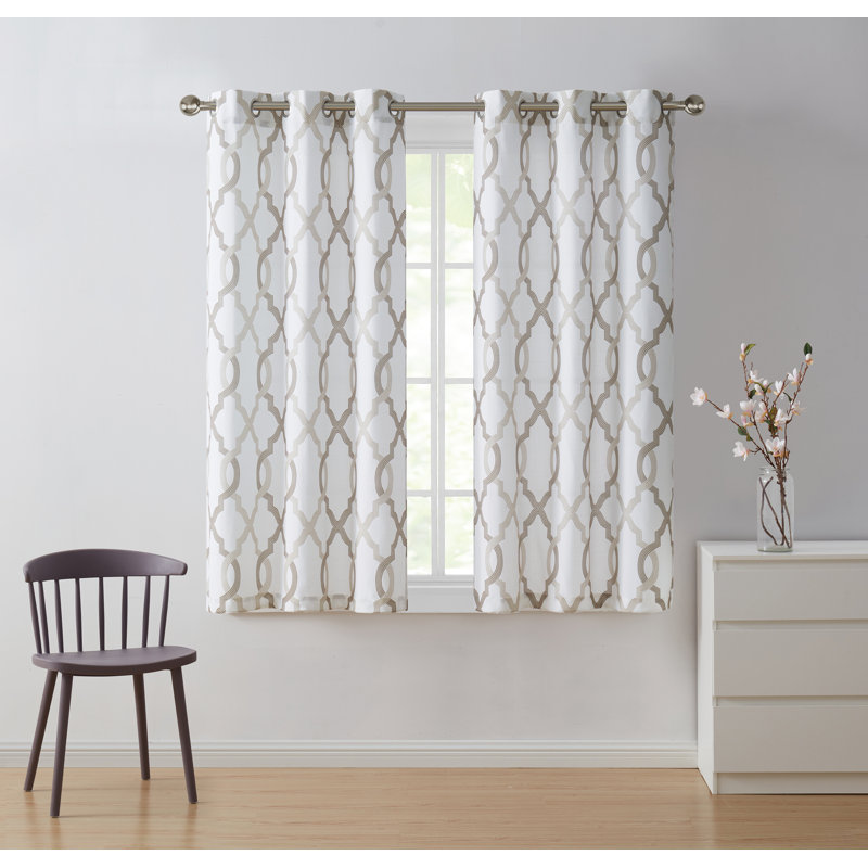 Semi Sheer Curtain Panel Pair, Taupe, 38" W x 96" L