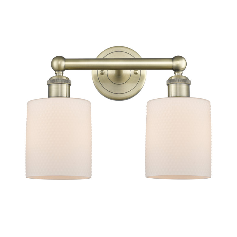 2 - Light Dimmable Vanity Light, Antique Brass, Matte White