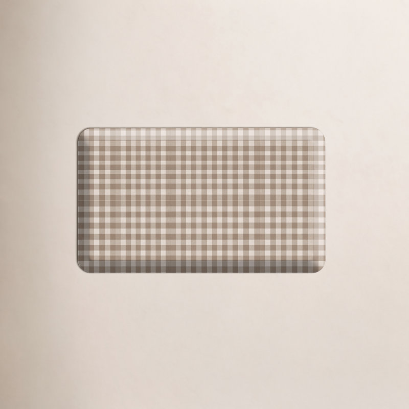 Anti-Fatigue Kitchen Comfort Mat, Cottage Check Pattern In Blue, Tan, 20 po x 48 po