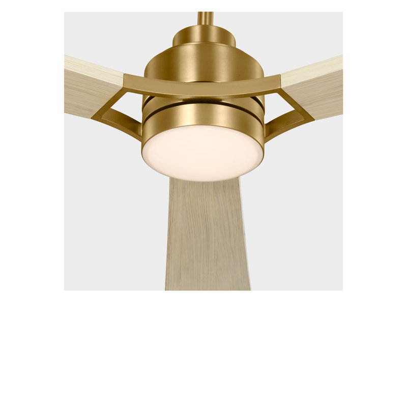 Ventilateur de plafond Smart 60 DEL, Laiton bruni, Chêne blanc délavé