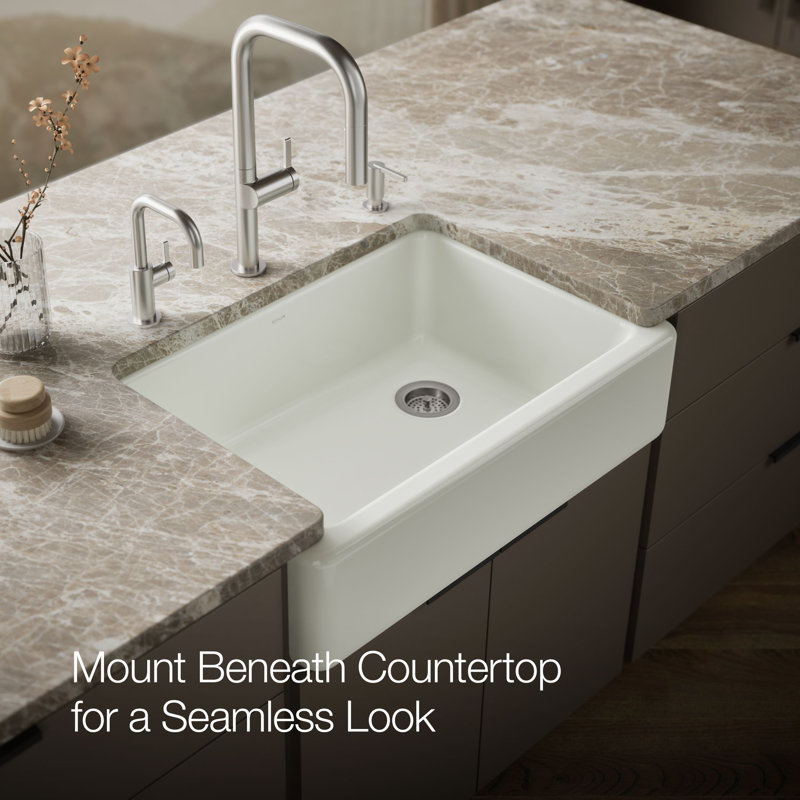 Whitehaven® 33" x 22" Self-Trimming Under-Mount Single-Bowl Kitchen Sink with Tall Apron, Dune