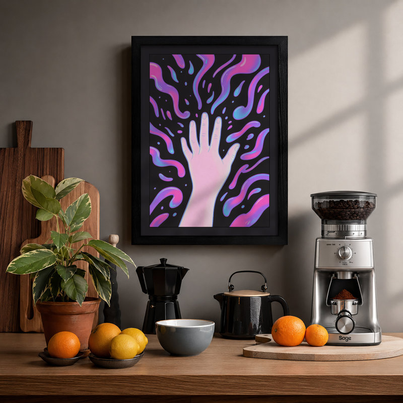 Rising Hand Modern - Framed Print, A3 - 42.0 x 29.7 cm, Black