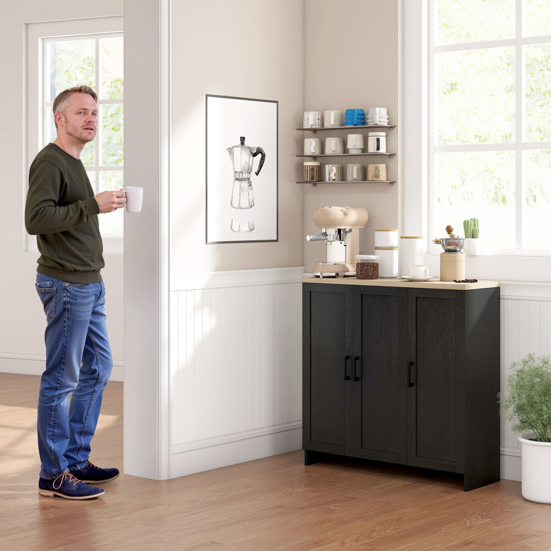 Buffet moderne Kristoferis avec tablettes ajustables, Noir
