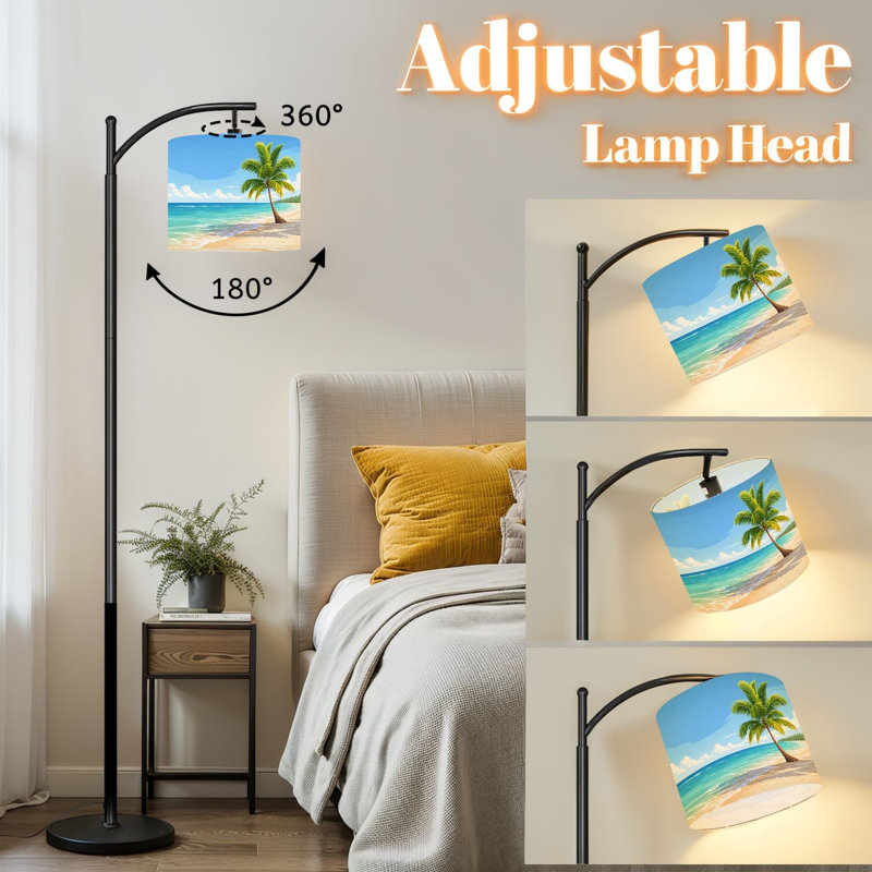 Lampe sur pied à arc avec abat-jour réglable Palm Beach Beach surplombant l'océan Lampe sur pied 3 températures de couleur à intensité variable pour lampe