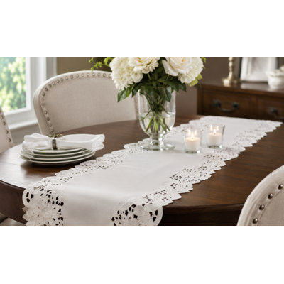 Classic Floral Cutwork Lace Table Runner
