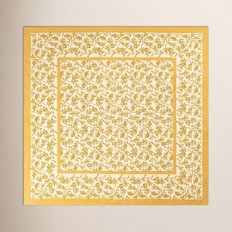 Brona Tablecloth - Square, 71" Square, Mustard/White