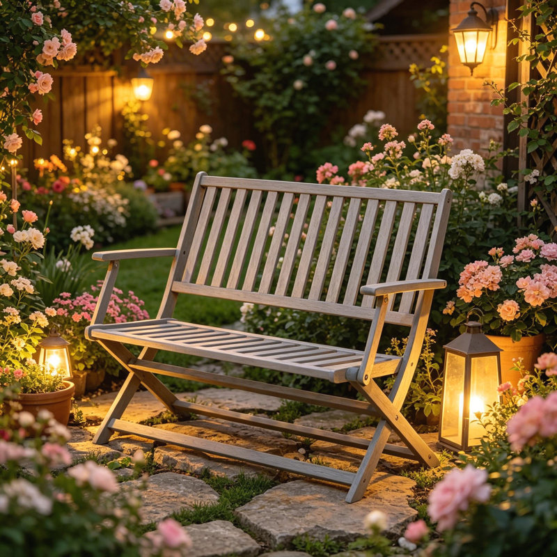 Banc de jardin en bois, banc de parc pliable, banc d'extérieur Smart Design