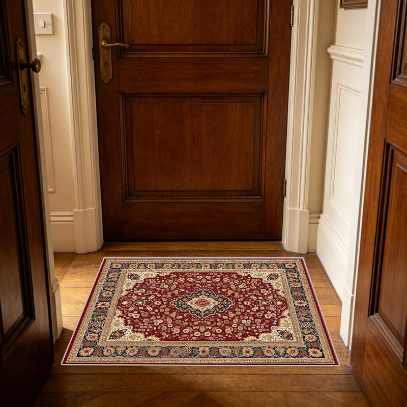 Burgundy Persian carpet-easy to clean, machine-washable, soft and comfortable; suitable for door mats, kitchens, living rooms, bedrooms, corridors, and laundry areas. Easy to clean, durable carpet for home decoration.