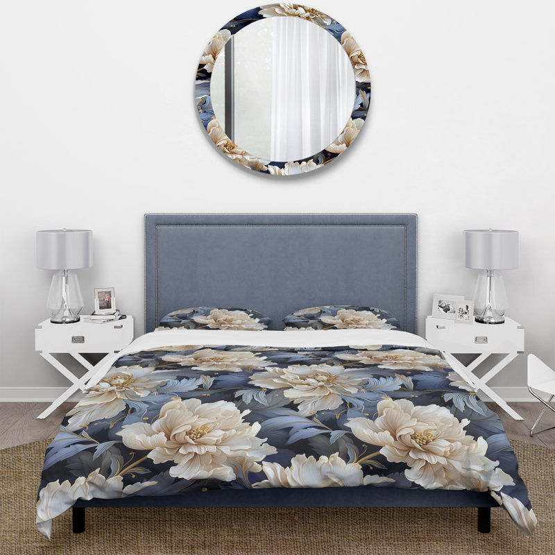 Ensemble de housse de couette Peony, Housse de couette pour grand lit et 2 taies décor