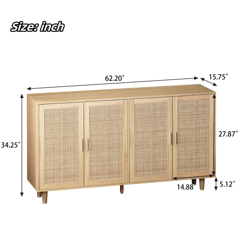 Ahmari 62.2'' Sideboard with 4 Rattan Doors