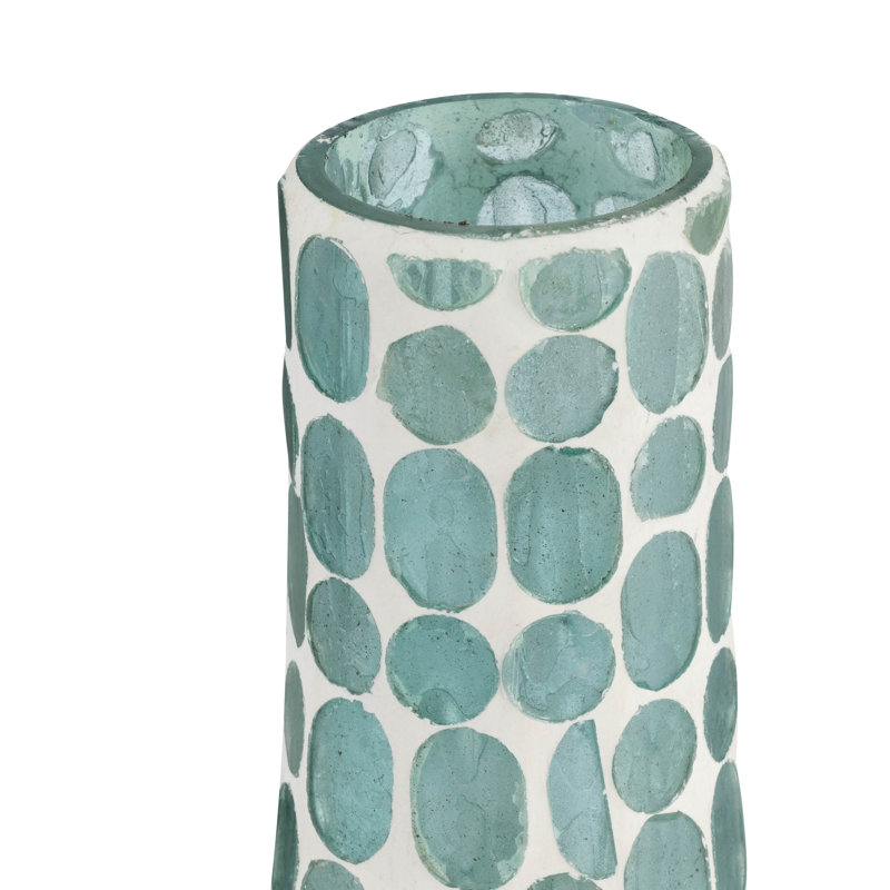 Vase en verre texturé Hatto, Bleu mosaïque, H 15 po x l 5 po x P 5 po
