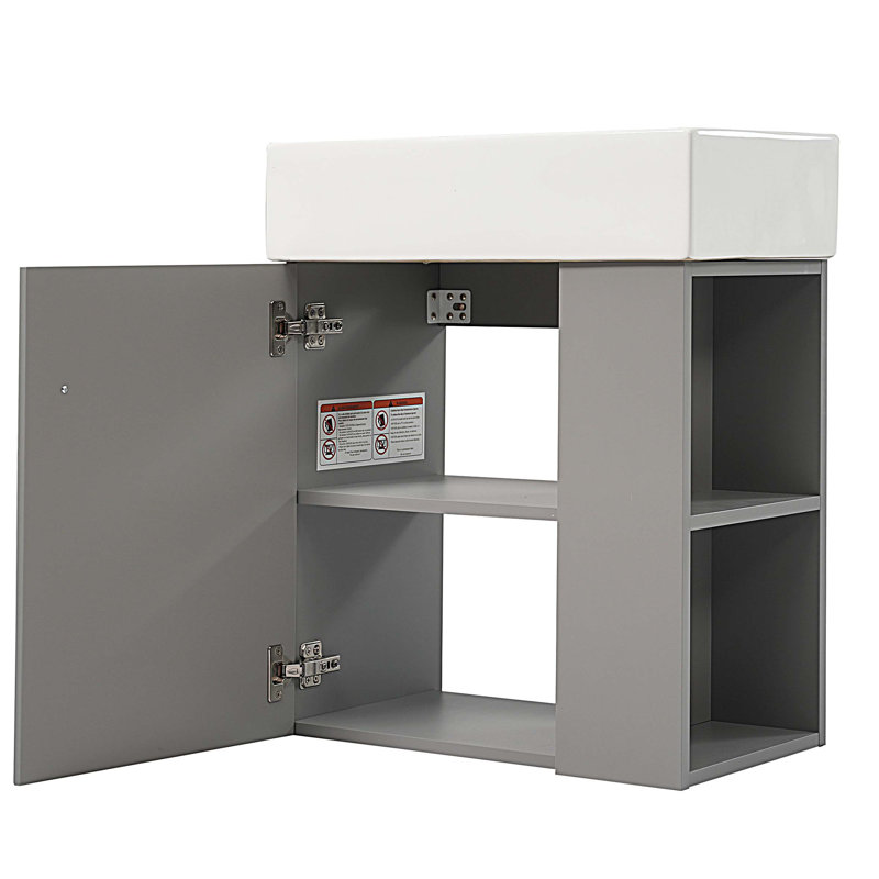 Meuble-lavabo flottant 21,6 po avec lavabo en céramique