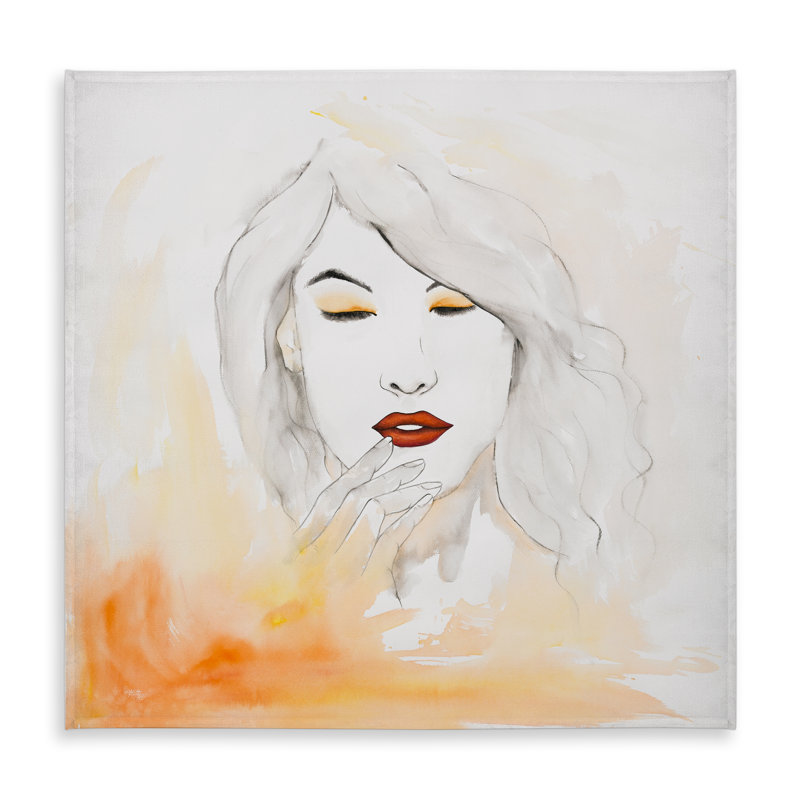 Portrait in Watercolor - Orange Tablecloth for Home Decor