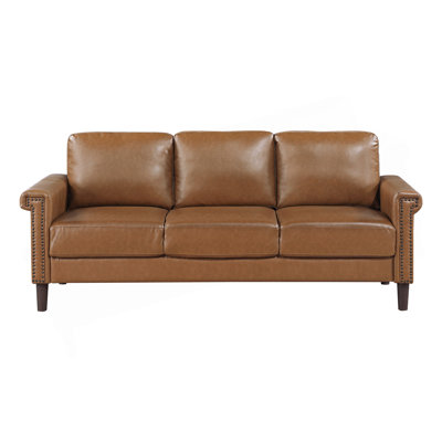Classic Sofa Set 2pc Sofa Loveseat Faux Leather Upholstered Nailhead Trim Plywood Living Room Furniture