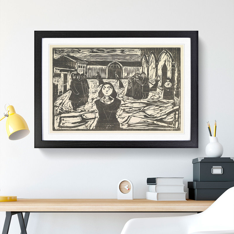The Last Hour by Edvard Munch - Picture Frame Painting, 36cm H x 48cm W x 2cm D, Black