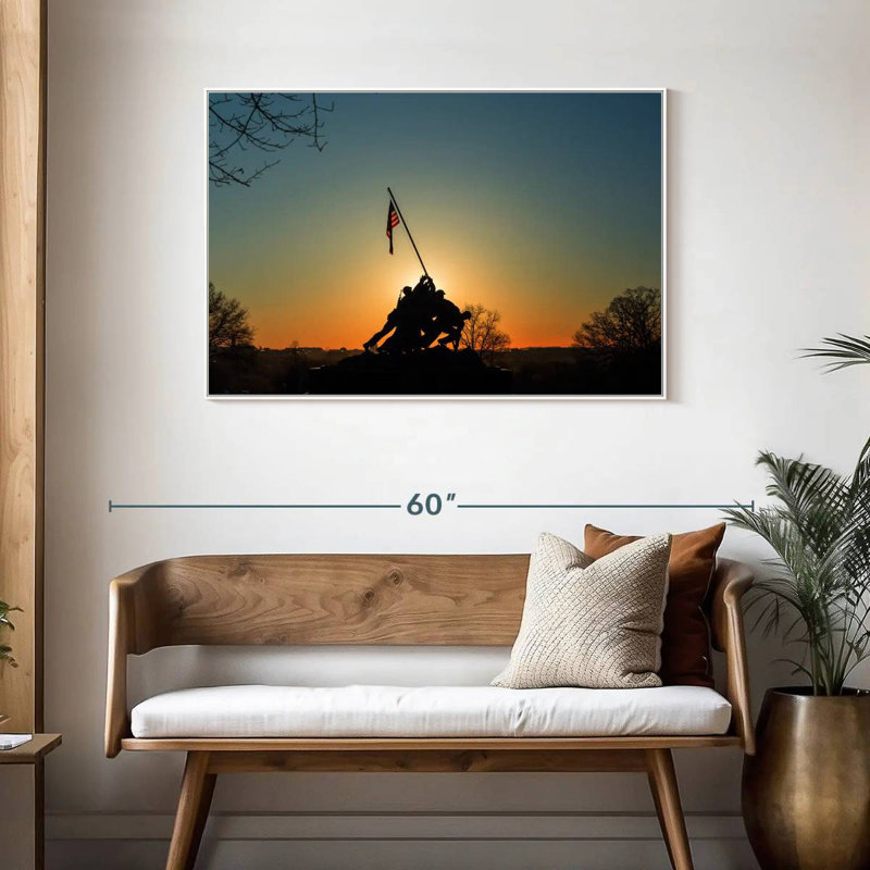Marine Corps Memorial Silhouette, Floating Frame White, 43" X 29"